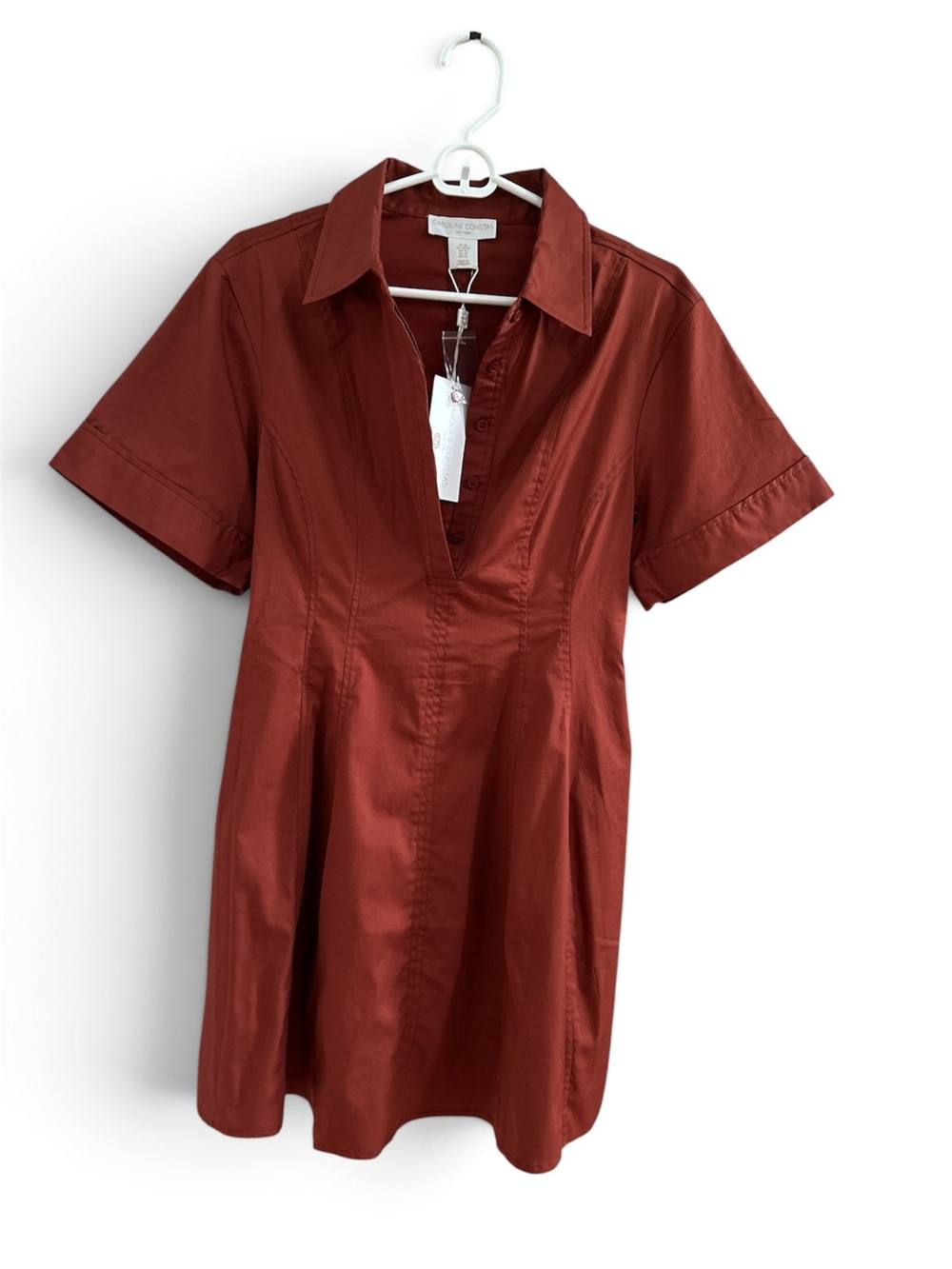 Caroline Constas Rust Mini Shirt Dress